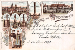 Gruss Aus WEISSENBURG-Wissembourg-67-Bas-Rhin- Oberseebach-Gaisberg-Denkmal - Lithographie Couleur - 1899 - - Wissembourg