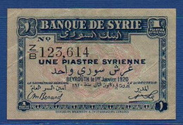 SYRIA - P.  6 – 1 Piatre 1920 VF/XF, S/n Z/B 123,614 - Siria