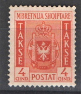 ALBANIA 1940 SEGNATASSE STEMMA ALBANESE 4 Q. ** MNH - Albanien