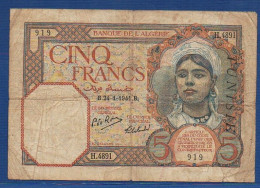 TUNISIA - P. 8b – 5 Francs 24-01-1941 VG/F, S/n H.4891 919 - Tunisie