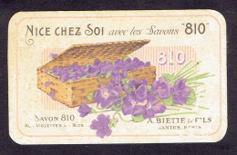 Rare Carte Parfum NICE CHEZ SOI Avec Les Savons "810" De A. BIETTE & FILS - Calendrier De 1921 Au Verso - Anciennes (jusque 1960)