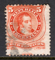 Argentina - Scott #18 - Used - Paper Adhesion/rev. - SCV $17 - Used Stamps