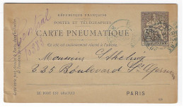 PARIS Rue Bleue 30c Noir Chaplain Carte Entier Pneumatique Ob 1887 Yv 2511 - Pneumatische Post