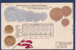 CPA Danemark Monnaie Coin Gaufré Embossed Non Circulé - Danemark