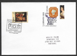 Portugal Espagne España Lettre Combo Voyagé 2003 Expo Philatelique Lubrapex Combo Cover Portugal Spain Postally Used - Postal Logo & Postmarks