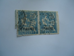 FRANCE  LEVANT   USED  PAIR   STAMPS POSTMARK   GALATA 1904 - Sonstige & Ohne Zuordnung