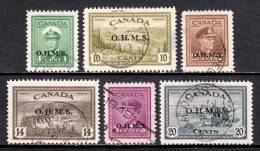 Canada - Scott #O1//O8 - Used - Short Set, Pencil/rev. - SCV $16 - Overprinted