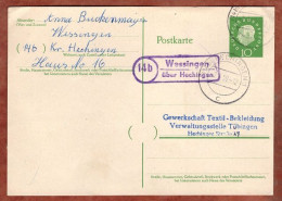 P 37 Heuss, PSST Wessingen Ueber Hechingen, Nach Tuebingen 1959 (16334) - Postkaarten - Gebruikt
