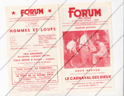 Programme Du Cinéma FORUM à Liège " Le Carnaval Des Dieux "  1957..58 (B330) - Programme