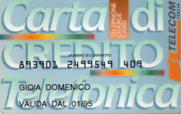 ITALY - MAGNETIC CARD - USI SPECIALI - CARTA DI CREDITO TELEFONICA TELECOM ITALIA - 01/95 - 4018 - Usi Speciali