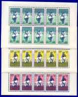 1465.LIBYA. 1964 WOMEN'S DAY MICH.151-153 MNH SHEETLETS OF 10, 35 M.PERF.SPLIT UPPER AND LOWER SIDE - Libye