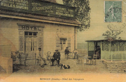 Moncey * Hôtel Des Voyageurs A. BONNEPART Farines Sons Huiles Savons Vins En Gros Champagne * Cpa Toilée Colorisée - Autres & Non Classés