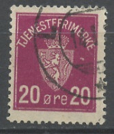 Norvège - Norway - Norwegen Service 1926 Y&T N°S4 - Michel N°D4 (o) - 20ö Armoirie - Dienstzegels