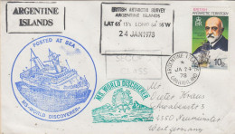 British Antarctic Territory (BAT) Ca MS World Discoverer  Ca Argentine Islands Grahamland JA 24 1978(HA160C) - Lettres & Documents