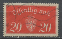 Norvège - Norway - Norwegen Service 1933-37 Y&T N°S14A - Michel N°D14 (o) - 20s  Armoirie - Dienstzegels