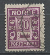 Norvège - Norway - Norwegen Taxe 1923-24 Y&T N°T9 - Michel N°P9 (o) - 20ö Chiffre - Gebraucht