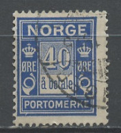 Norvège - Norway - Norwegen Taxe 1923-24 Y&T N°T10 - Michel N°P10 (o) - 40ö Chiffre - Usati