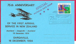 NEW ZEALAND - SPECIAL CANCELLATION FOR 75TH ANNIVERSARY OF THE FIRST AIRMAIL SERVICE*16.12.1994* - Storia Postale