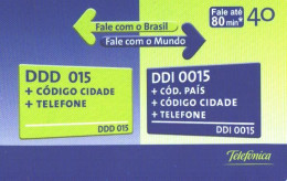 Brazil:Brasil:Used Phonecard, Telefonica, 40 Units, DDD 015, DDI 0015, 2003 - Brasilien