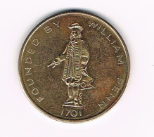 # FOUNDED BY WILLIAM PENN 1701 - SEAL OF THE CITY OF PHILADELPHIA - Elongated Coins