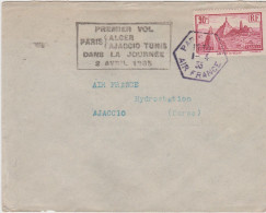 Cachet Premier Vol Paris Alger Ajaccio Tunis Dans La Journée 2 AVRIL 1935 CAD 1 4 35 Paris Air France YT 290 - 1927-1959 Briefe & Dokumente