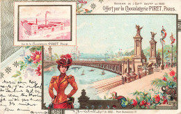 Publicité - Offert Par La Chocolaterie Piret Paris - Pont Alexandre III - Dorure - Carte Postale Ancienne - Advertising