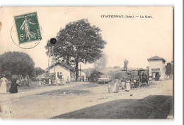 CPA 38 Chatonnay La Gare Et Le Train Tramway - Châtonnay