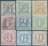 Germany-Deutschland,Thurn Und Taxis1865 Colored Print On White Paper-¼--½-1-2gr+1-3-6-9kr,Mint &1gr Used,Value:€130,00 - Neufs