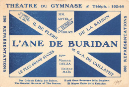 Publicité - L'âne De Buridan - Théâtre Du Gymnase - Le Plus Grand Succès De La Saison - Carte Postale Ancienne - Advertising