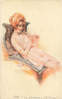 Illustrateur - Millière - Les Demi Vierges -  Erotique - Femme Assise En Déshabillé - Sein Nu - Carte Postale Ancienne - Milliere