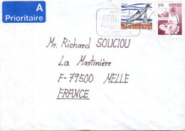 SUEDE AFFRANCHISSEMENT COMPOSE SUR LETTRE PRIORITAIRE POUR LA FRANCE 1992 - Briefe U. Dokumente