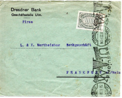 57469 - Deutsches Reich - 1923 - 1000M Quer EF A Bf ULM - BESUCHET ULM ... -> Frankfurt - Storia Postale