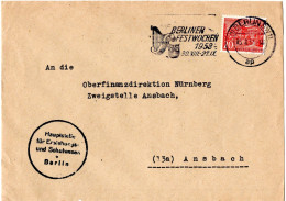 57499 - Berlin - 1953 - 20Pfg Bauten I EF A Bf BERLIN - BERLINER FESTWOCHEN ... -> Ansbach - Musique