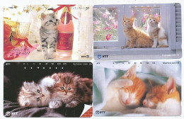 CARTE TELEPHONIQUE PHONECARD TELEPHONE CARD 4 X CAT CHAT KAT NTT JAPON - Gatos