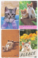 CARTE TELEPHONIQUE PHONECARD TELEPHONE CARD 4 X CAT CHAT KAT NTT JAPON - Cats