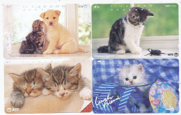 CARTE TELEPHONIQUE PHONECARD TELEPHONE CARD 4 X CAT CHAT KAT NTT JAPON - Cats