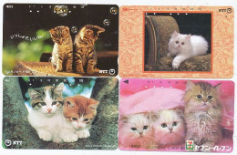 CARTE TELEPHONIQUE PHONECARD TELEPHONE CARD 4 X CAT CHAT KAT NTT JAPON - Katzen