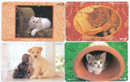 CARTE TELEPHONIQUE PHONECARD TELEPHONE CARD 4 X CAT CHAT KAT NTT JAPON - Katzen