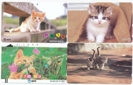 CARTE TELEPHONIQUE PHONECARD TELEPHONE CARD 4 X CAT CHAT KAT NTT JAPON - Cats