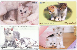 CARTE TELEPHONIQUE PHONECARD TELEPHONE CARD 4 X CAT CHAT KAT NTT JAPON - Cats