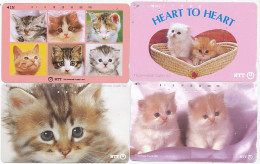CARTE TELEPHONIQUE PHONECARD TELEPHONE CARD 4 X CAT CHAT KAT NTT JAPON - Katten