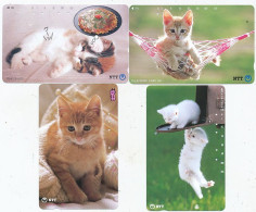 CARTE TELEPHONIQUE PHONECARD TELEPHONE CARD 4 X CAT CHAT KAT NTT JAPON - Gatos