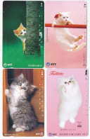 CARTE TELEPHONIQUE PHONECARD TELEPHONE CARD 4 X CAT CHAT KAT NTT JAPON - Katzen