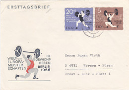 WORLD CHAMPIONSHIP, WEIGHTLIFTING, SPORTS, COVER FDC, 1966, GERMANY-DDR - Haltérophilie