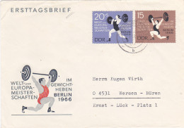 WORLD CHAMPIONSHIP, WEIGHTLIFTING, SPORTS, COVER FDC, 1966, GERMANY-DDR - Gewichtheben