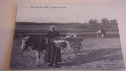 COSTUMES DE VENDEE SE RENDANT AU MARCHE ATTELAGE ANE COIFFE ET COSTUME 1915 - Autres & Non Classés