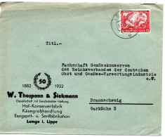 57518 - Deutsches Reich - 1933 - 12Pfg Wagner WHW '33 EF A Bf LEMGO -> Braunschweig - Cartas & Documentos