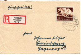 57519 - Deutsches Reich - 1942 - 42Pfg Braunes Band EF A R-Bf NEUSTADT -> BRAUNSCHWEIG - Hippisme