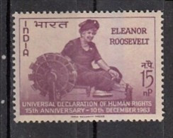 INDIA, 1963,( LOT Of 10 STAMPS)  15th Anniv Of Declaration Of Human Rights (picture -Eleanor Roosvelt). MNH, (**) - Nuovi