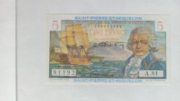 Billet Non Daté Caisse Centrale De La France D'outre-Mer, 5 Francs Bougainville,  Surcharge St Pierre Et Miquelon - Neuf - Sonstige & Ohne Zuordnung